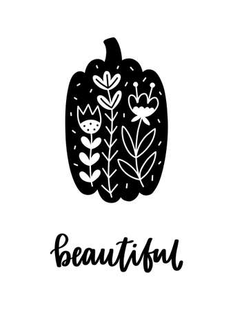 Vector card with pumpkinのイラスト素材