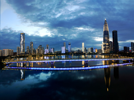 Shenzhen Bay Business Distric Night Viewの写真素材