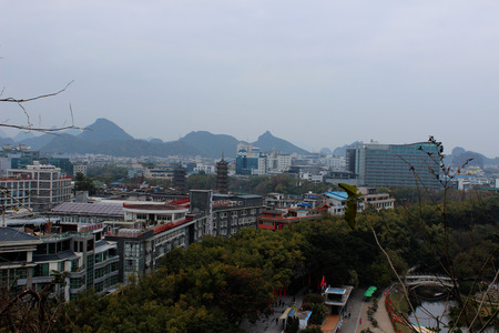 Aerial view of Guilinのeditorial素材