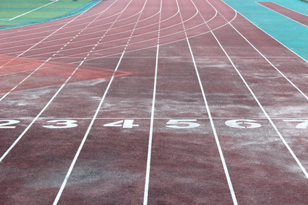 Starting line on a running track