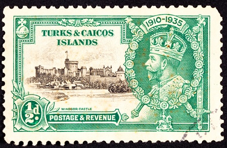 Turks and Caicos Islands in the Caribbean, an English colony, commemorating the Silver Jubilee (25th anniversary) of King George V of England.のeditorial素材