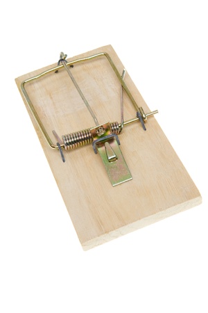 Basic simple mousetrap.  Isolated on white background.の写真素材