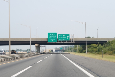 Exit 8A of the New Jersey Turnpike/I-95.  slight motion blurの写真素材