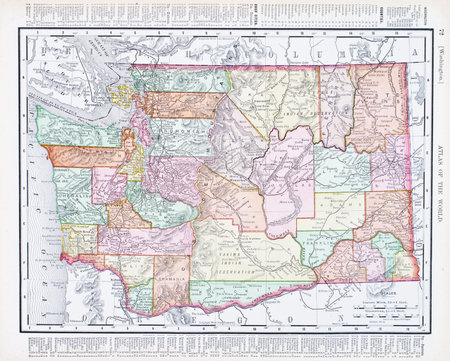 Vintage map of Washington State, United States, 1900のeditorial素材