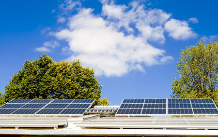 Solar panels on a roof.