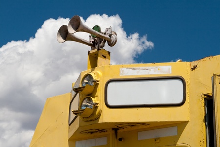 Close up of Diesel Locomotive Parked Train Yard Santa Fe, New Mexicioの写真素材