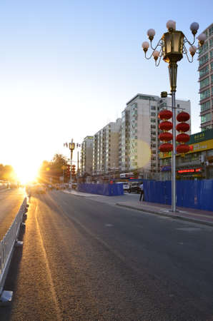 Street scene during sunset のeditorial素材