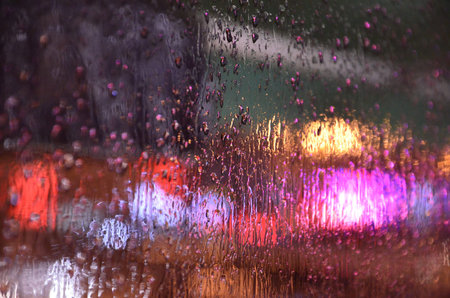 Glass with rain trails 