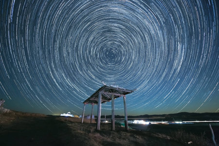 Orbital night skyの写真素材