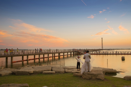A famous modern bridge and Taihu scenery in Suzhou Chinaのeditorial素材