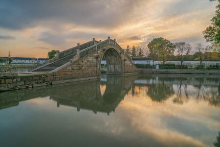 Ancient buildings and tourist attractions in the ancient town of Suzhou, Jiangsu Province, Chinaの写真素材