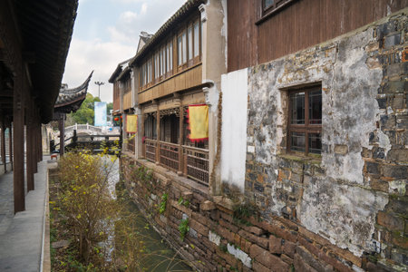 Traditional houses in the old town of Xitangの写真素材