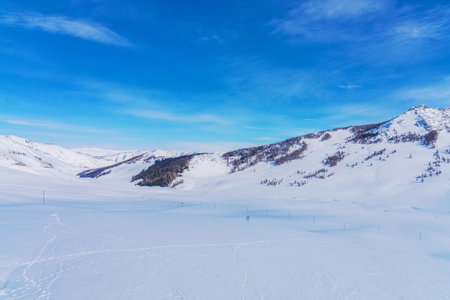 Winter Ski Resort and Snowy Mountains and Scenery in Xinjiang, China