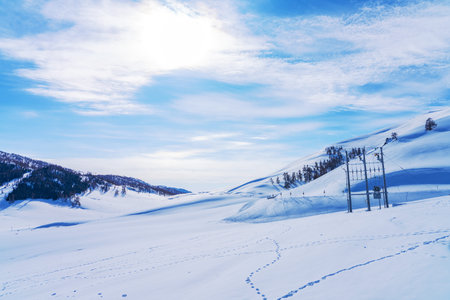 Winter Ski Resort and Snowy Mountains and Scenery in Xinjiang, China