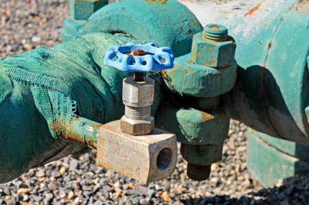 Valve and pipeline, close-up, industrial images