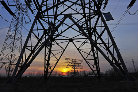 transmission tower and sunset viewのeditorial素材