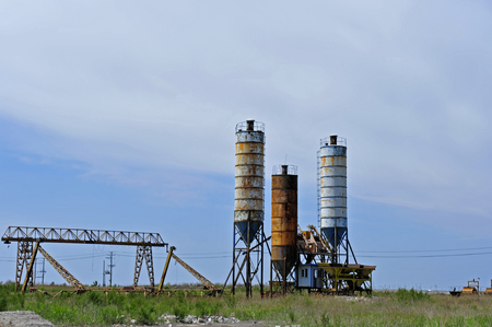 Concrete mixing silo, site construction facilities.のeditorial素材
