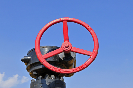Oil field pipelines and valvesの写真素材