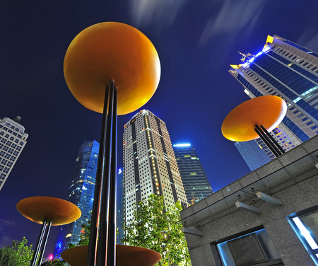 the night view of the lujiazui financial centre in shanghai china.のeditorial素材