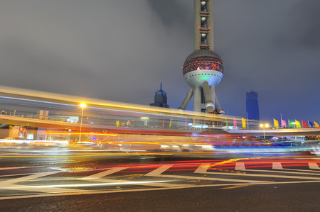 the night view of the lujiazui financial centre in shanghai china.のeditorial素材