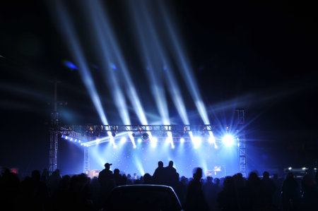 The stage lighting effect in the dark