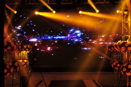 The stage lighting effect in the dark