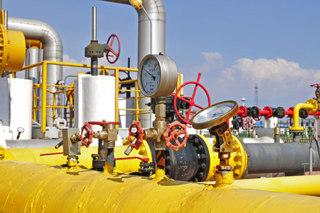 Oil field pipelines and valvesのeditorial素材