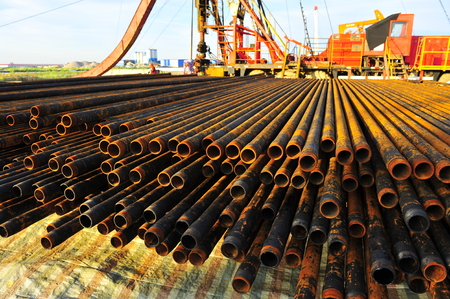 Rusty drill pipe and drillの写真素材