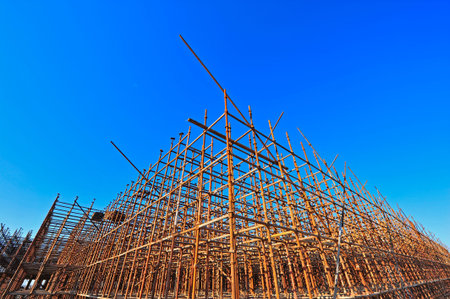 Production of reinforced concrete frame construction site