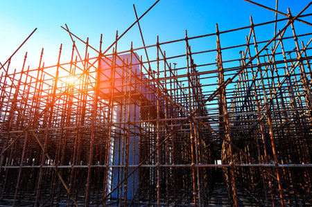 Production of reinforced concrete frame construction site
