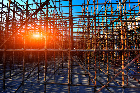 Production of reinforced concrete frame construction site