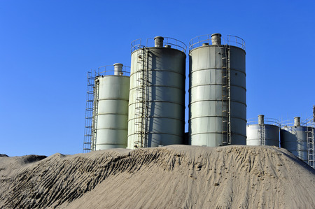 Concrete mixing silo, site construction facilities.の写真素材