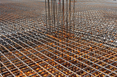 Production of reinforced concrete frame construction site