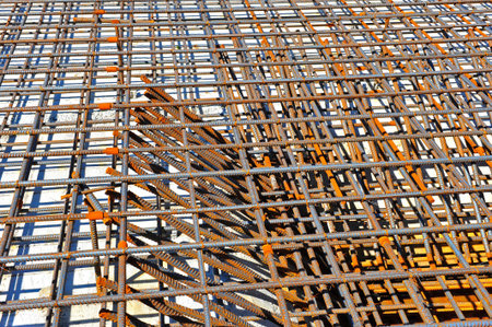 Production of reinforced concrete frame construction site