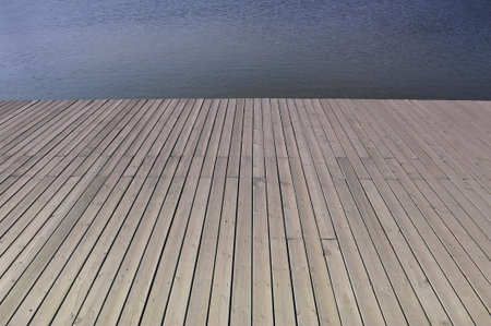 The wooden bridge on the river