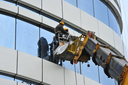 Construction workers are working