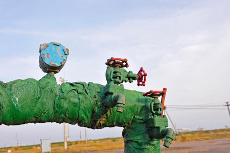 The pipe and valve oil fieldsのeditorial素材