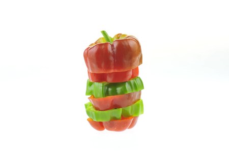 The green peppers on a white backgroundの写真素材