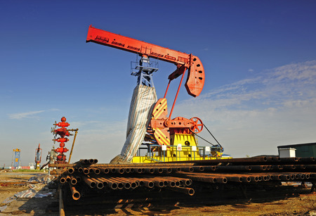 South excrementum bombycis mouth, oil pump, taken in the luanhe river in the north of Chinaのeditorial素材