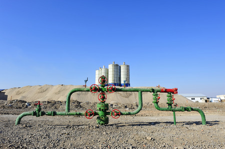 The pipe and valve oil fieldsのeditorial素材