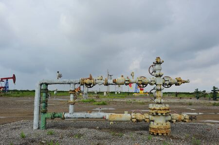 The pipe and valve oil fieldsの写真素材