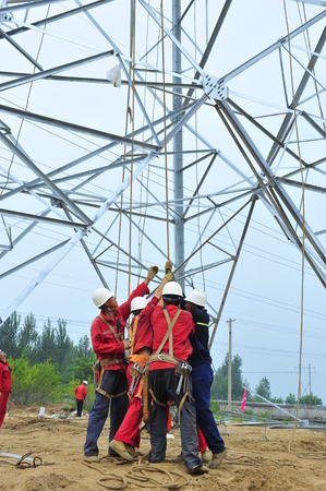 Pylon construction workersのeditorial素材