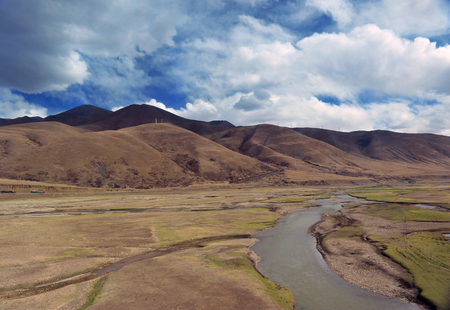 The plateau snow mountainの写真素材