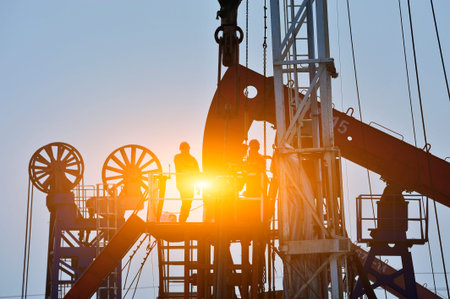The oil workers in the job