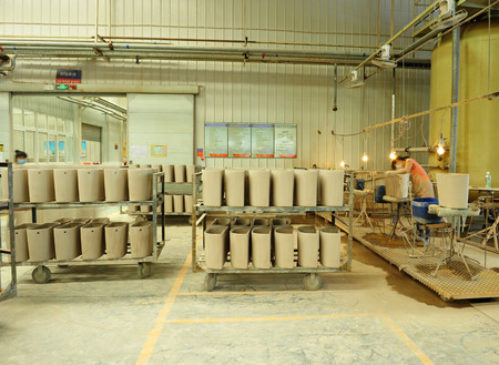 Ceramic products in the workshop productionのeditorial素材