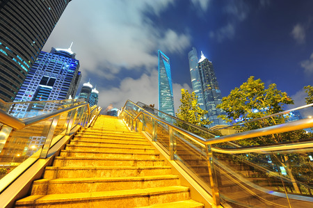 Shanghai world financial center skyscrapersの写真素材