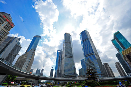 Shanghai, China, on September 24th 2015 world financial center skyscrapers in lujiazui group.