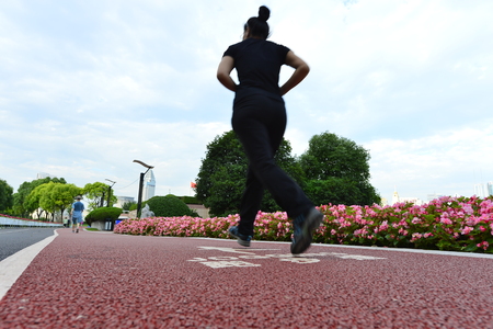 Low angle view of a runway in the cityの写真素材