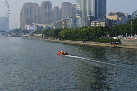 sightseeing boat on the riverのeditorial素材
