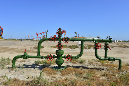 The pipe and valve oil fieldsのeditorial素材